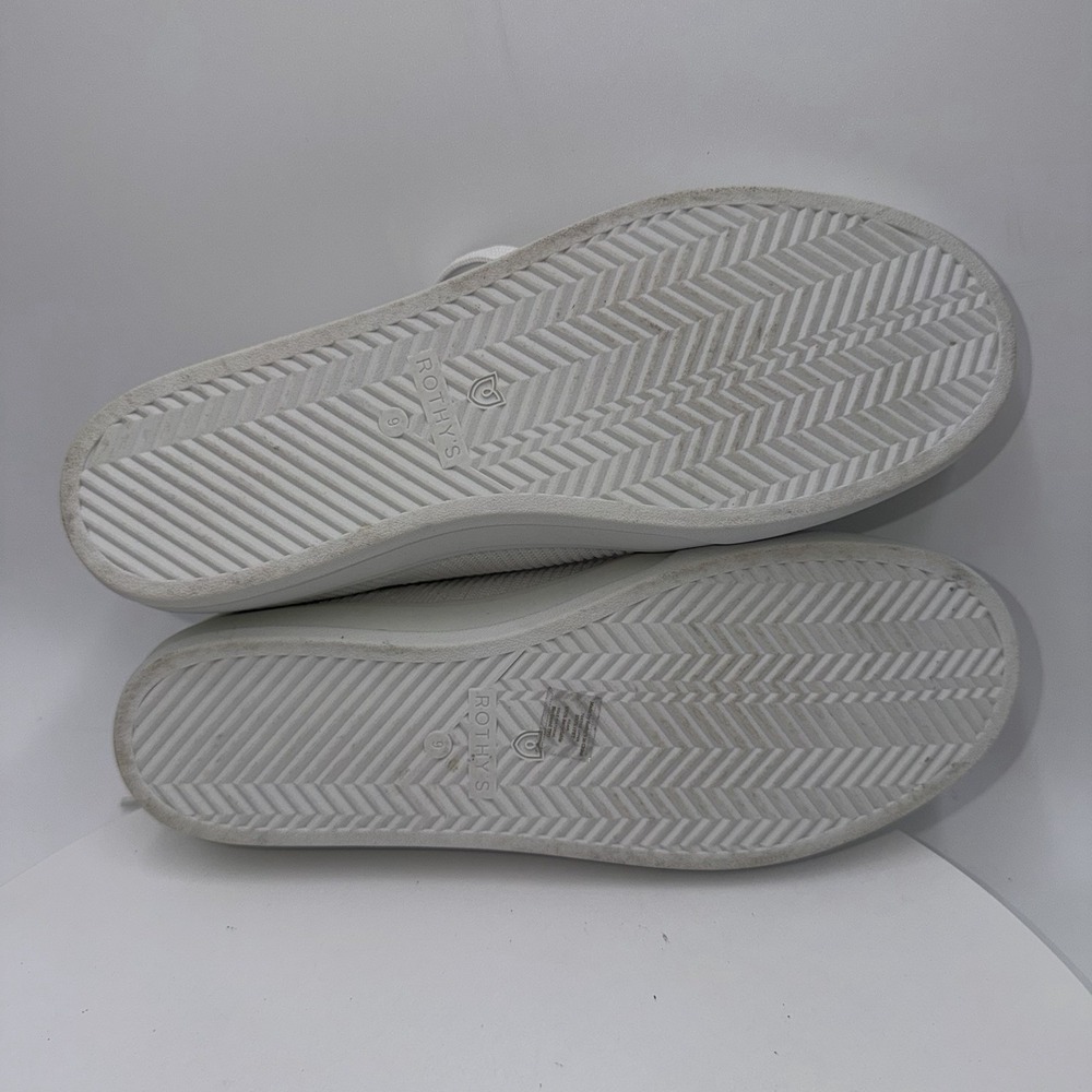 Rothy's The Lace Up Bright White Knit Fabric Shoes Womens Size 9 Sneakers - Picture 9 of 10